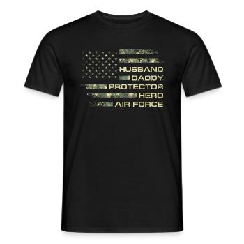 Ehemann Papa Beschützer Held US Air Force Veteran - Männer T-Shirt - Schwarz - Vorne - AI Model Male 178 light (178cm)