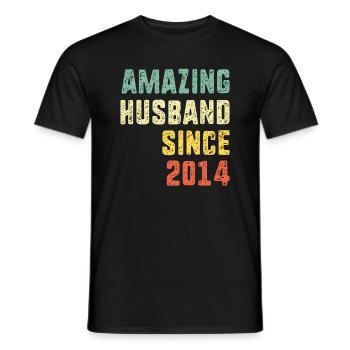 Amazing Husband Since 2014 Retro 6 Years Wedding A - Men's T-Shirt - black - Front - AI Model Male 178 light (178cm)