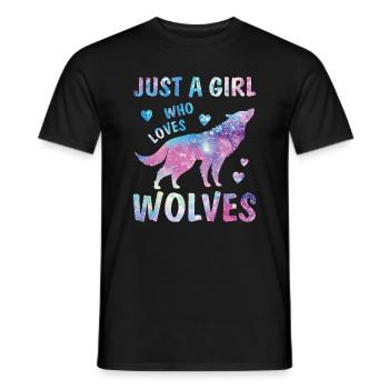 Girl Who Loves Wolves Watercolor Lover Cute Starry - Men's T-Shirt - black - Front - AI Model Male 178 light (178cm)
