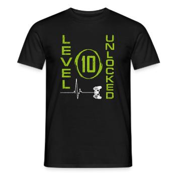 10 ans Gamer Boy niveau 10 débloqué 10e Birt - T-shirt homme - noir - Devant - AI Model Male 178 light (178cm)