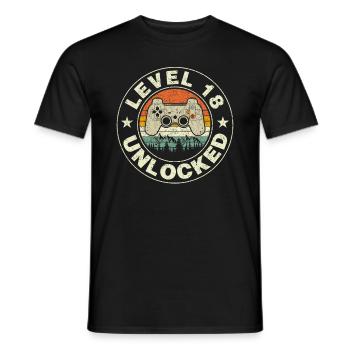 Level 18 Unlocked Gaming 18. Geburtstag des Videospielers - Männer T-Shirt - Schwarz - Vorne - AI Model Male 178 light (178cm)