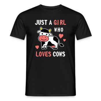 Just A Girl Who Loves Cows Farmer Milk Lover Cow F - Men's T-Shirt - black - Front - AI Model Male 178 light (178cm)