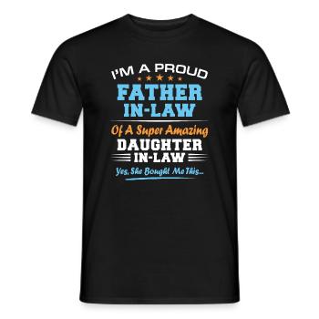 Daughter In Law Funny Fathers Day Christmas Father - Men's T-Shirt - black - Front - AI Model Male 178 light (178cm)