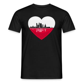 Pologne Drapeau en forme de cœur Varsovie - T-shirt homme - noir - Devant - AI Model Male 178 light (178cm)