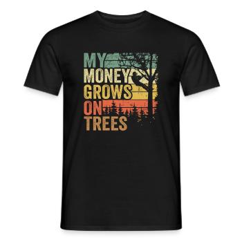 My Money Grows On Trees Funny Arborist Gift Tree - Men's T-Shirt - black - Front - AI Model Male 178 light (178cm)