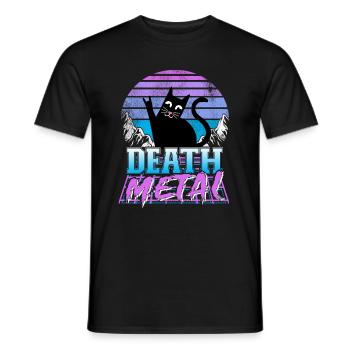 Death Metal Katze Retrowave Heavy Metal Synthwave - Männer T-Shirt - Schwarz - Vorne - AI Model Male 178 light (178cm)