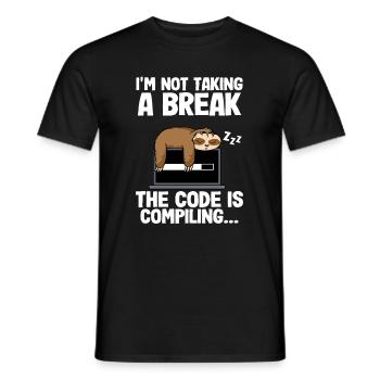 The Code Is Compiling Funny Sloth Programming Nerd - Men's T-Shirt - black - Front - AI Model Male 178 light (178cm)