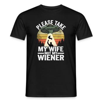 Please Take My Wife Not My Wiener Funny Dachshund - Men's T-Shirt - black - Front - AI Model Male 178 light (178cm)