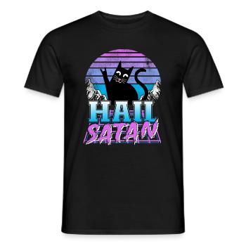 Hail Satan Retrowave Cat Pastel Goth Death Metal - Men's T-Shirt - black - Front - AI Model Male 178 light (178cm)