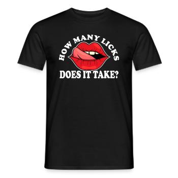 Adult Joke How Many Licks Does It Take Retro - Männer T-Shirt - Schwarz - Vorne - AI Model Male 178 light (178cm)