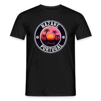 Nazaré Portugal Surfing coucher de soleil - T-shirt homme - noir - Devant - AI Model Male 178 light (178cm)