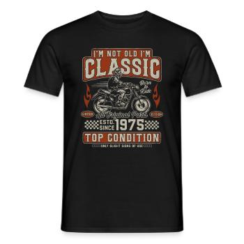 Classic 1975 Vintage Vintage Retro Motorcycle - Men's T-Shirt - black - Front - AI Model Male 178 light (178cm)