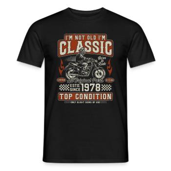 Classic 1978 Vintage Vintage Retro Motorcycle - Men's T-Shirt - black - Front - AI Model Male 178 light (178cm)