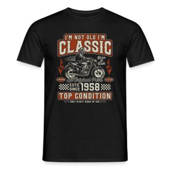 Moto rétro vintage classique de 1958 - T-shirt homme - noir - Devant - AI Model Male 178 light (178cm)