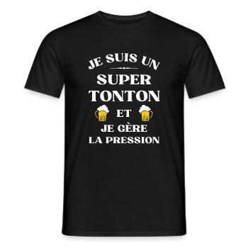 super tonton bière humour tonton personnalisé - T-shirt homme - noir - Devant - AI Model Male 178 light (178cm)