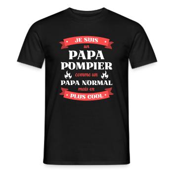 papa pompier cool humour fete des peres cadeau - T-shirt homme - noir - Devant - AI Model Male 178 light (178cm)