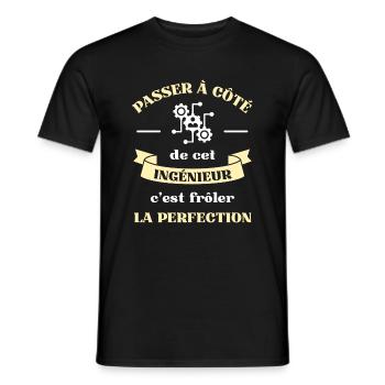 perfection ingenieur humour ingenieur cadeau drole - T-shirt homme - noir - Devant - AI Model Male 178 light (178cm)