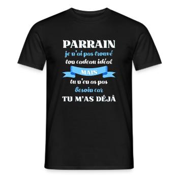 parrain tu m'as déjà humour parrain filleul cadeau - T-shirt homme - noir - Devant - AI Model Male 178 light (178cm)
