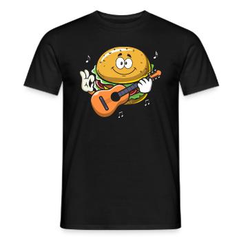 Gitarrist Gitarre Burger Musiker Musik Band Guitar - Männer T-Shirt - Schwarz - Vorne - AI Model Male 178 light (178cm)