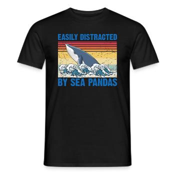 Whale Whales Ocean Sea Marine Biologist Diving Retro - Men's T-Shirt - black - Front - AI Model Male 178 light (178cm)