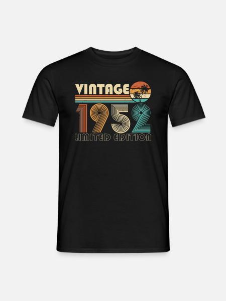 Jahrgang 1952 Vintage Retro Geburtstag Geschenk - Männer T-Shirt - Schwarz