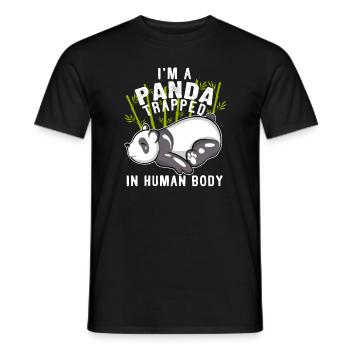 Panda Trapped Human Body Chill Sleepy - Men's T-Shirt - black - Front - AI Model Male 178 light (178cm)