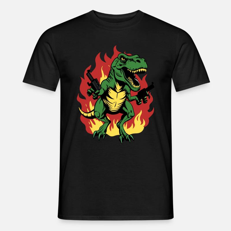 Mad T-Rex Dinosaur Roaring - Men’s T-shirt - black