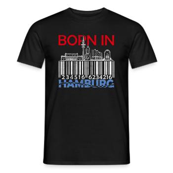 Né à Hambourg Ville hanséatique de Hambourg - T-shirt homme - noir - Devant - AI Model Male 178 light (178cm)