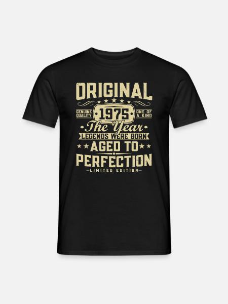 Original 1975 Vintage Jahrgang Retro Geburtstag - Männer T-Shirt - Schwarz