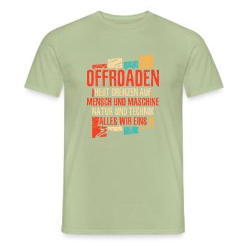 Offroad Geländewagen 4x4 Allrad - Männer T-Shirt - Sage - Vorne - AI Model Male 178 light (178cm)