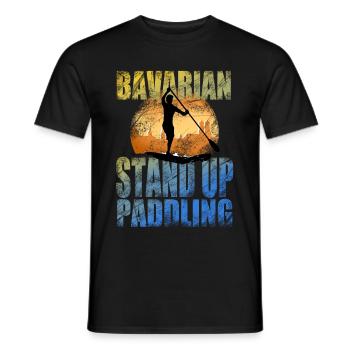Bavarian Monkey Stand Up Paddling Munich - Men's T-Shirt - black - Front - AI Model Male 178 light (178cm)