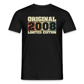 2008 Original Vintage Rétro Anniversaire - T-shirt homme - noir - Devant - AI Model Male 178 light (178cm)