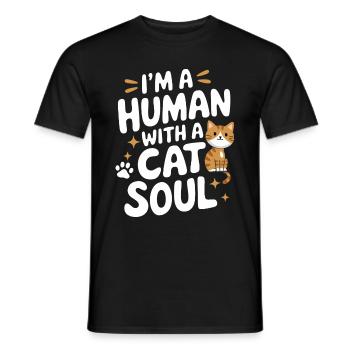 Chat Chats Amoureux Chat Propriétaire Chaton - T-shirt homme - noir - Devant - AI Model Male 178 light (178cm)