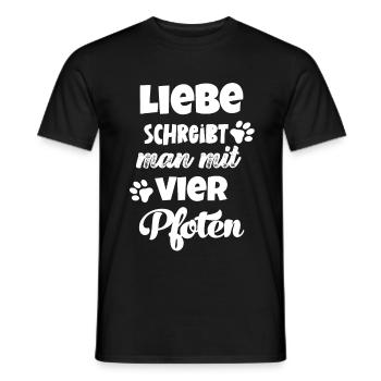 Liebe schreibt man mit vier Pfoten Hund Katzen - Männer T-Shirt - Schwarz - Vorne - AI Model Male 178 light (178cm)