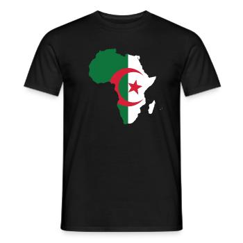 Flag of Algeria of love in map of Africa - Men's T-Shirt - black - Front - AI Model Male 178 light (178cm)