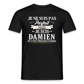 Personalized Gift Idea Name Damien Humour - Men's T-Shirt - black - Front - AI Model Male 178 light (178cm)