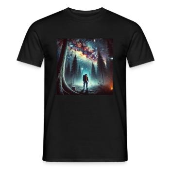 Astronaute Ciel étoilé Forêt Cosmos Art Surréaliste - T-shirt homme - noir - Devant - AI Model Male 178 light (178cm)