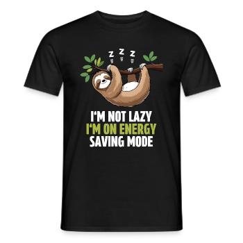 Lazy? No, power saving mode! - Men's T-Shirt - black - Front - AI Model Male 178 light (178cm)