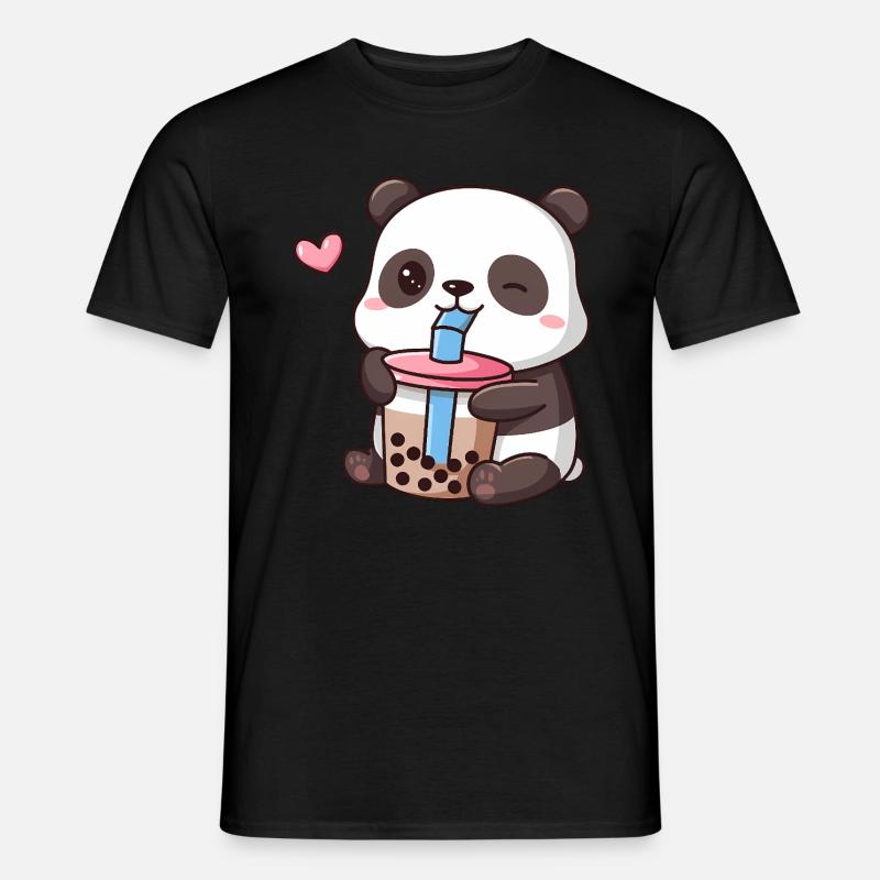 Cute Panda Drinking Boba Tea - Men’s T-shirt - undefined