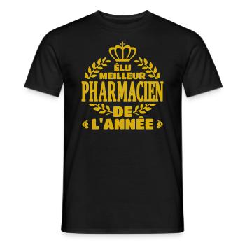 élu meilleur pharmacien de l'année - T-shirt homme - noir - Devant - AI Model Male 178 light (178cm)