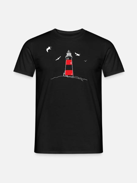 Goélands phares Mer Baltique Mer du Nord dessin à la main NOUVEAU - T-shirt homme - noir
