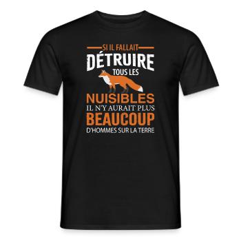 renard roux - T-shirt homme - noir - Devant - AI Model Male 178 light (178cm)