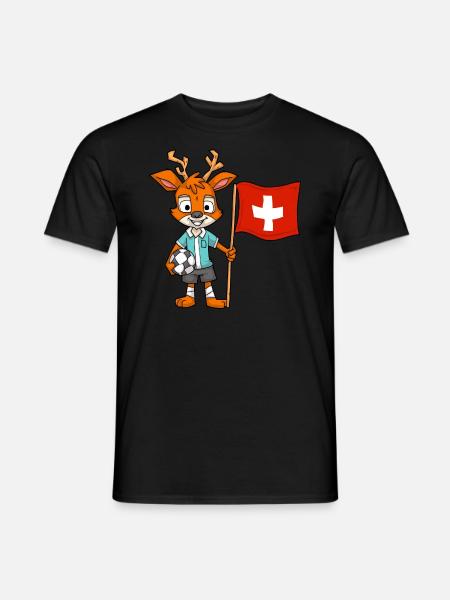 Schweiz Hirsch / Schweizer Fan - Männer T-Shirt - Schwarz