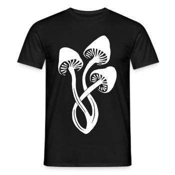 White mushroom trio - Men's T-Shirt - black - Front - AI Model Male 178 light (178cm)