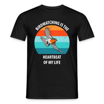 Observation des oiseaux Observation des oiseaux Observation des oiseaux - T-shirt homme - noir - Devant - AI Model Male 178 light (178cm)