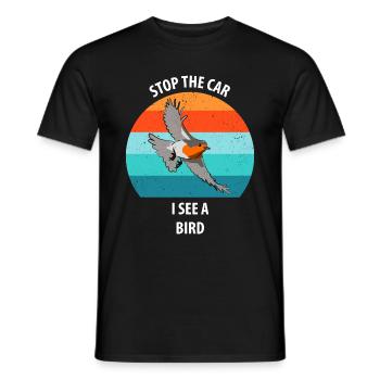 Observation des oiseaux Observation des oiseaux Observation des oiseaux - T-shirt homme - noir - Devant - AI Model Male 178 light (178cm)
