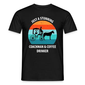 Coachman Carriage Horse-drawn carriage Coffee - Men's T-Shirt - black - Front - AI Model Male 178 light (178cm)