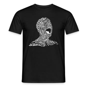Abstrakte Zeichnung einer schreienden Person - Männer T-Shirt - Schwarz - Vorne - AI Model Male 178 light (178cm)