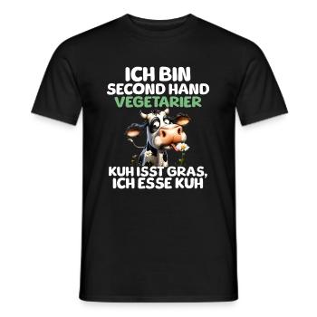Second Hand Vegetarier - Männer T-Shirt - Schwarz - Vorne - AI Model Male 178 light (178cm)