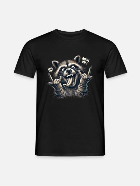 Rock On Waschbär Heavy Metal Design - Männer T-Shirt - Schwarz